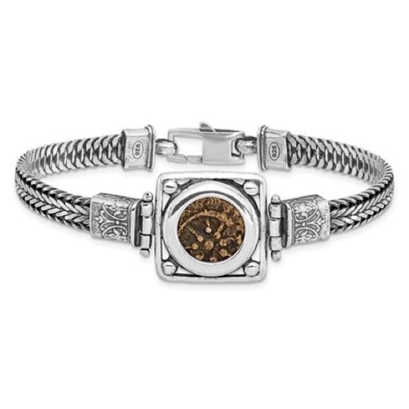 Sterling Silver & Bronze Antiqued Widows Mite Coin - Picture 6 of 6